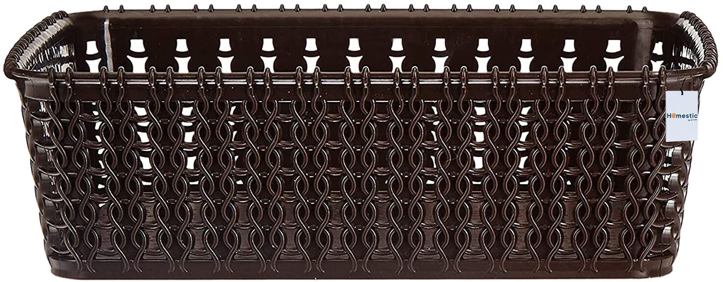 homestic Plastic Multiuses Small M 15 Plastic Tray/Basket/Organizer Without Lid (Brown) Storage Basket-picture-14