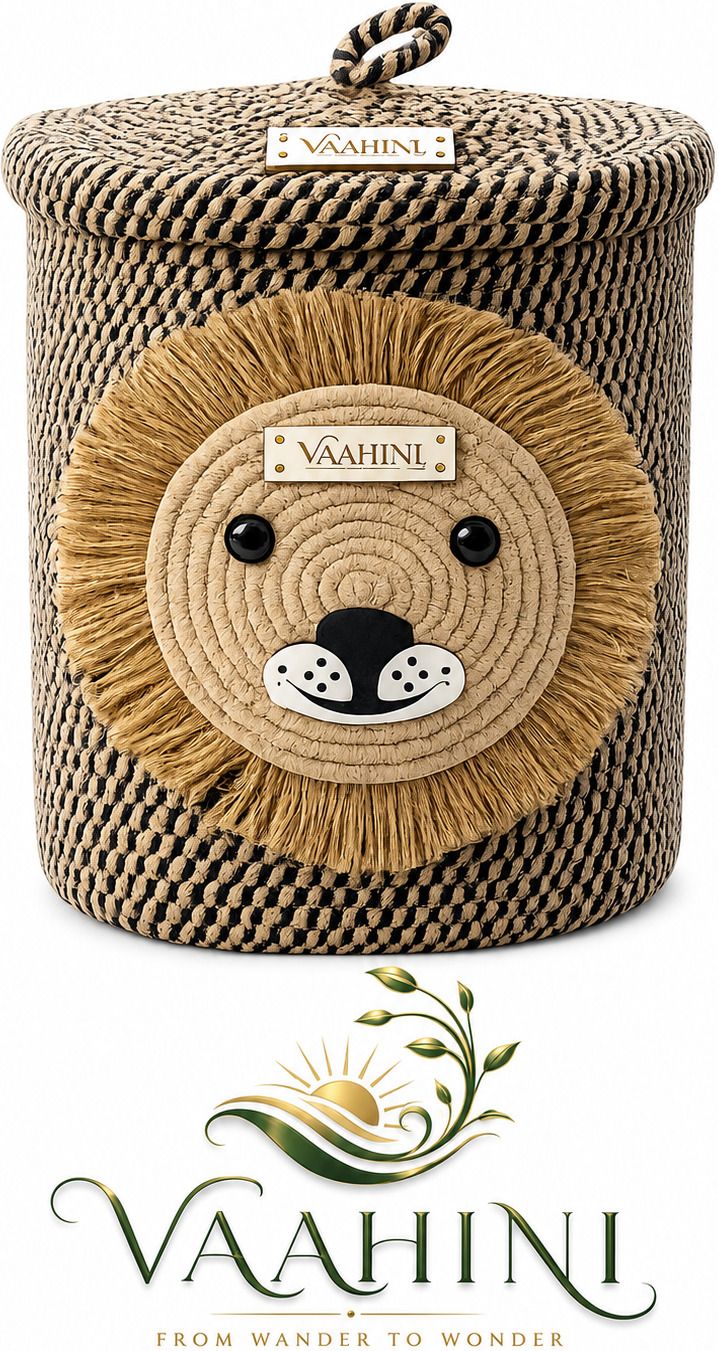 vaahini Cotton Beautiful Elegant Handmade Eco-Friendly Cotton Rope Lion Basket Storage Basket-picture-11