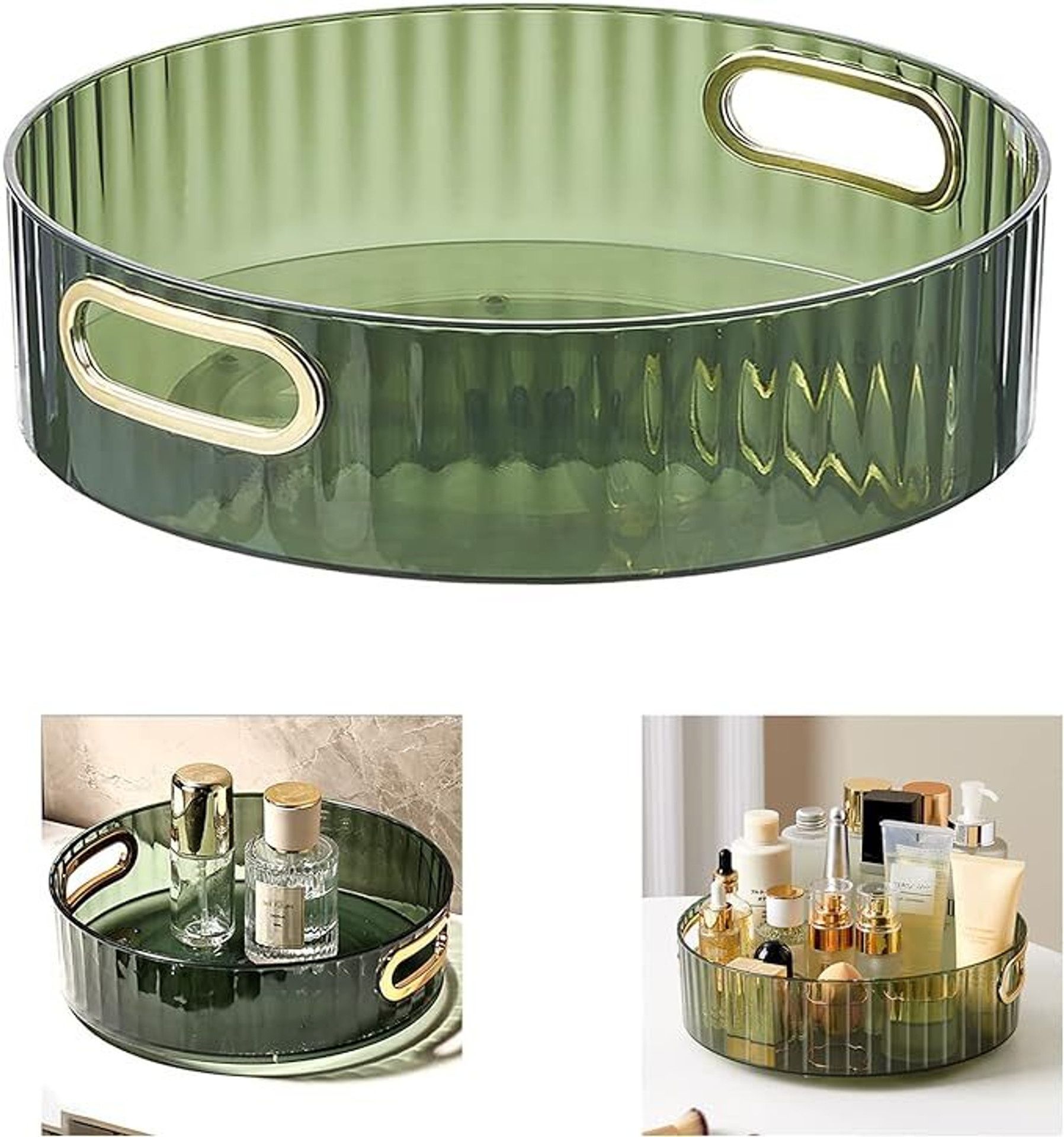 Plastic, Corn Husk Multi-Purpose 360° Rotating Organizer Tray Space-Saving Kitchen & Pantry Tray Storage Basket-image-20