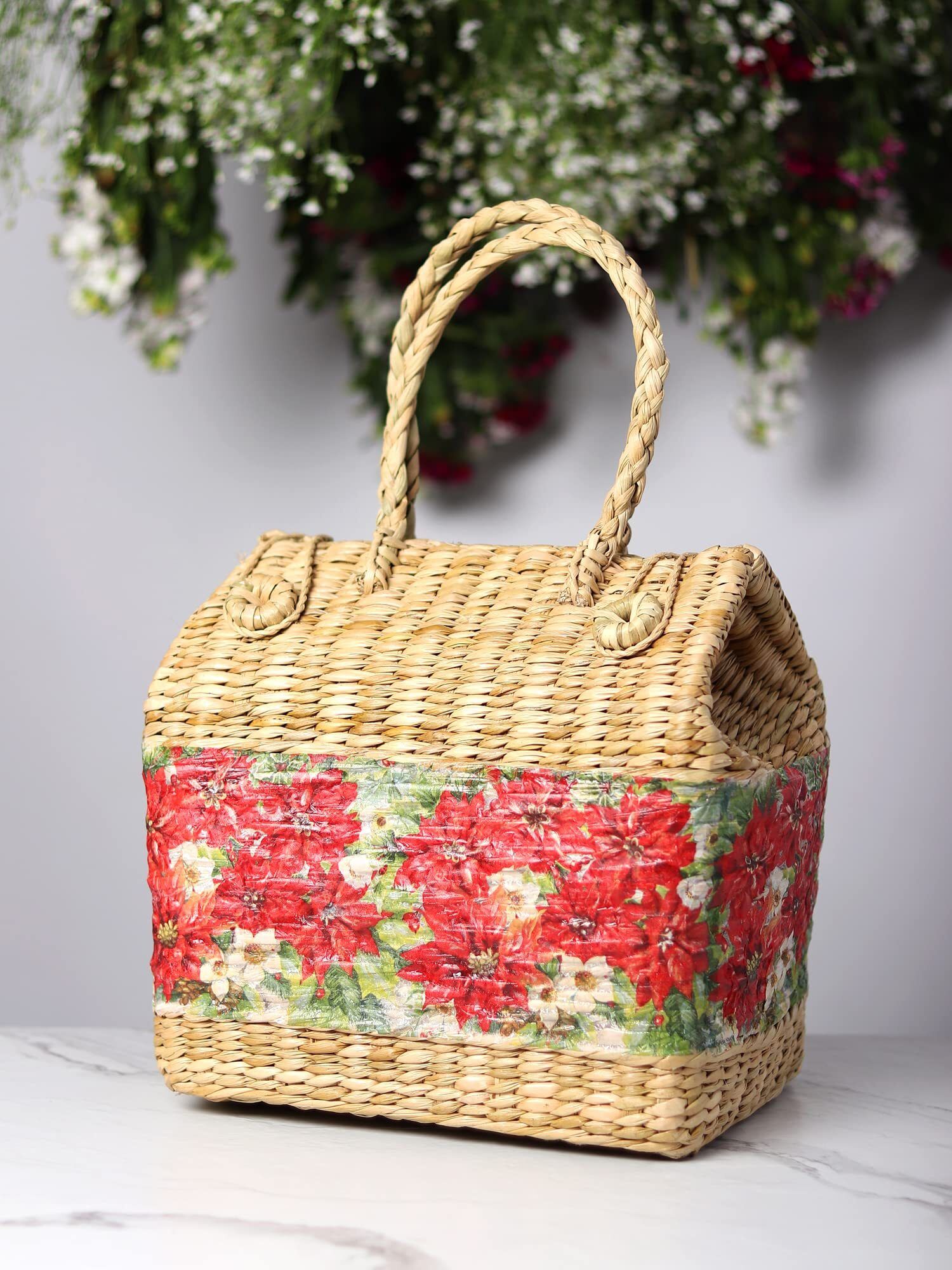 Seagrass Rustic Seagrass Picnic Basket Handmade for Food Carry & Picnic Storage Basket-image-26