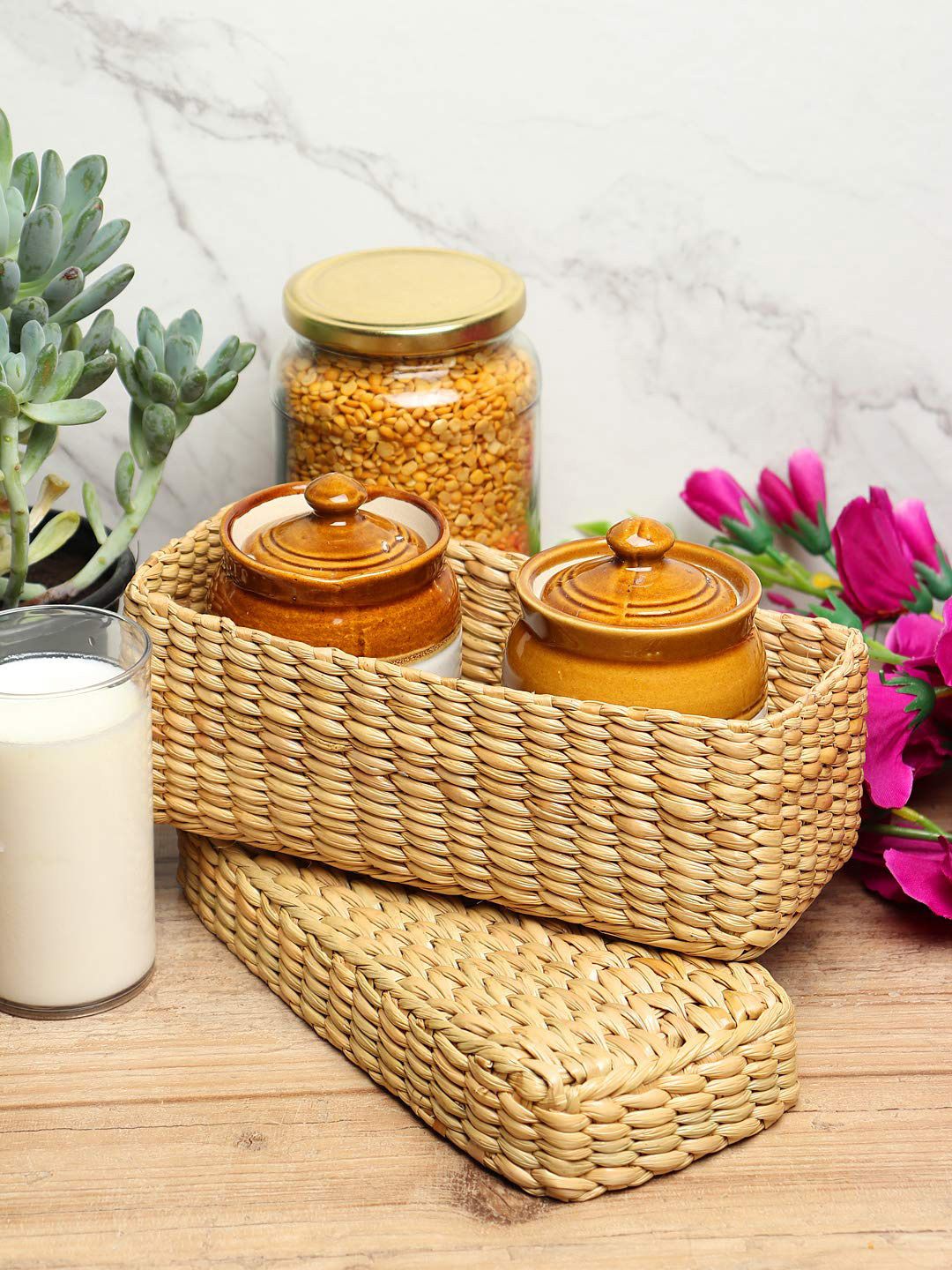 Seagrass Handcrafted Seagrass Box for Desk & Wardrobe Organization Storage Basket-image-17