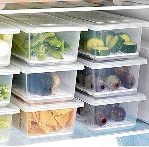 Plastic 5pcs Fridge Storage Basket Box Freezer Containers Food Dry Fruit Vegetables 1.5L Storage Basket