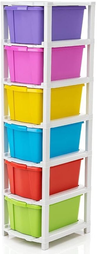 funza 6 Compartments Plastic Modular Drawer Storage Stomo Racks For Multipurpose Use Plastic Kitchen Trolley-picture-28