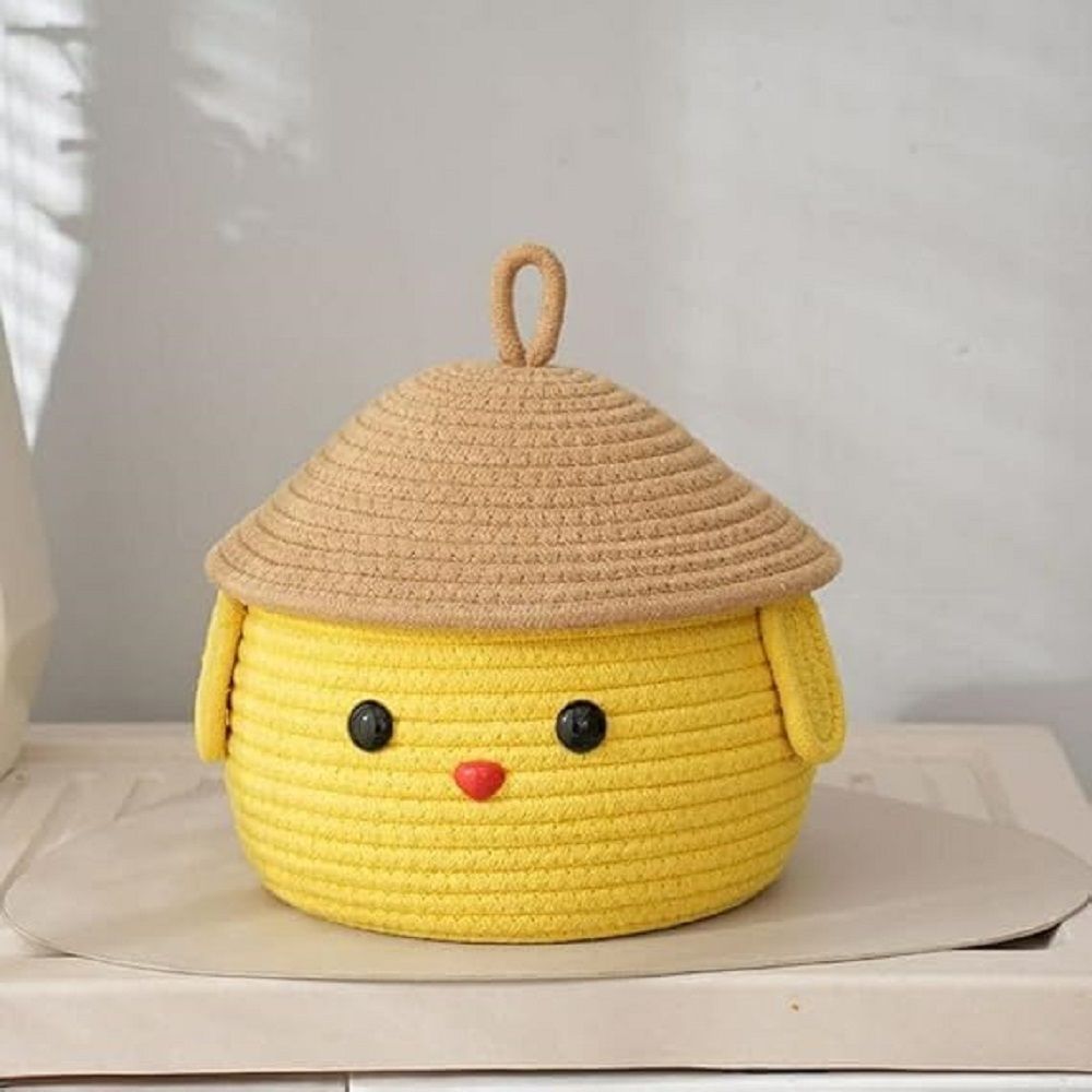Cotton COTTON MATKA BASKET WITH LID YELLOW Storage Basket-image-41