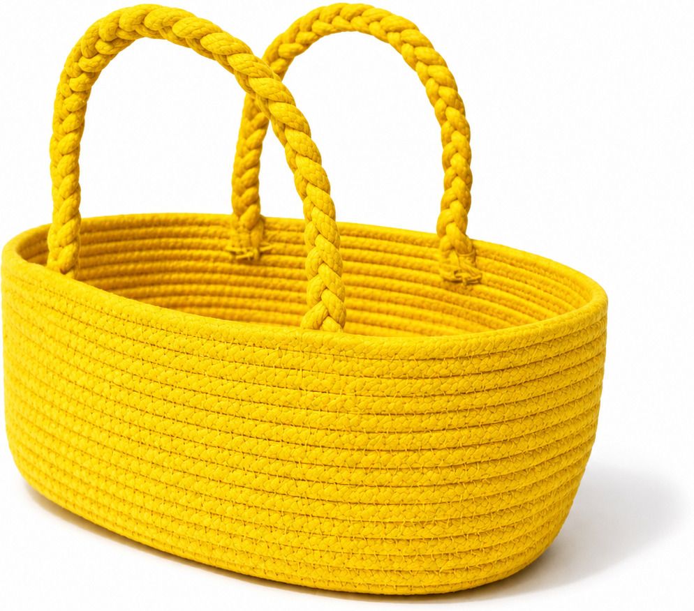 Cotton Yellow Oval Choti Basket Storage Basket-image-46