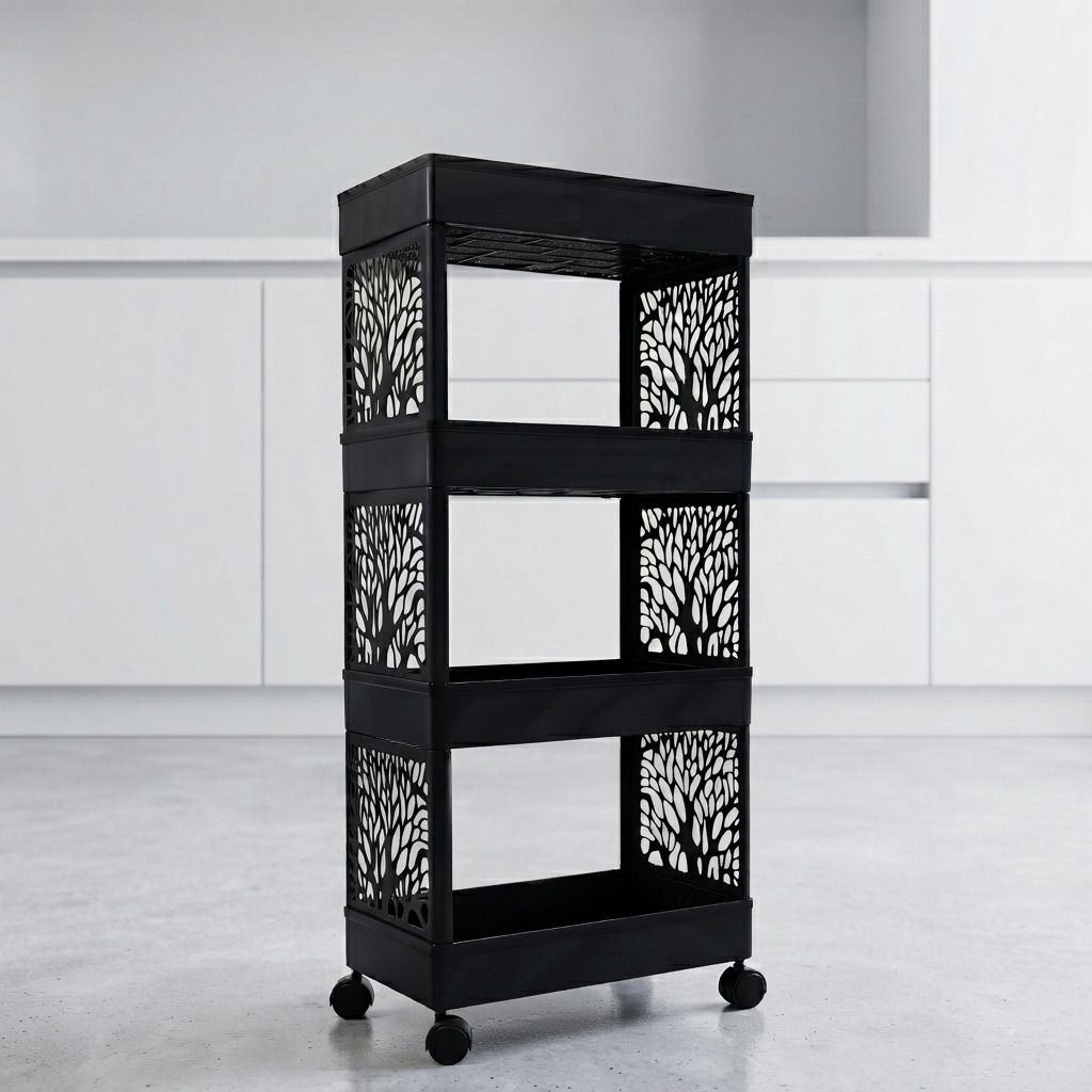 surety for safety Plastic Multipurpose Space Saving Kitchen Storage Trolley Storage Basket-picture-10