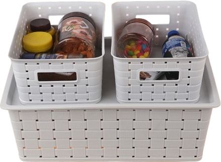 Polypropylene Polypropelene Multipurpose Basket Set of 3 | Ideal for Kitchen,Bedroom & Offices Storage Basket-image-45
