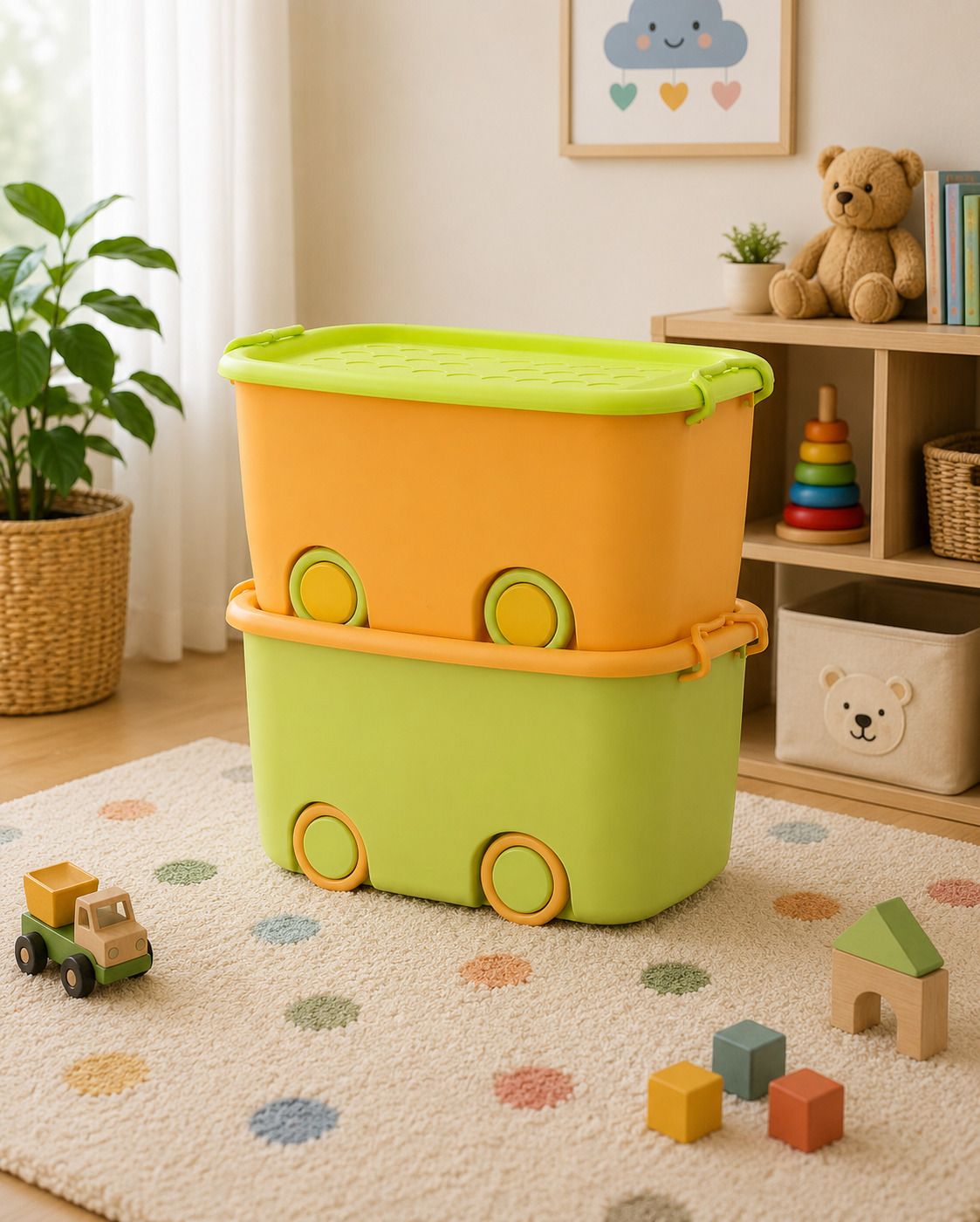 vishwaspoly Plastic SpaceSaver Wheel Storage Bin Storage Basket-picture-11