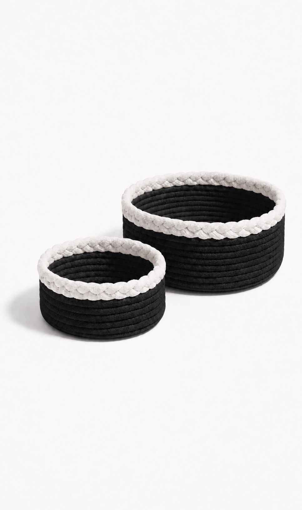 Cotton Black Basket Of White Choti Handle Storage Basket-image-39
