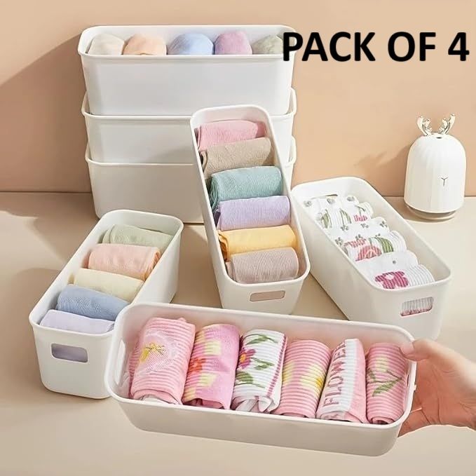 Plastic Small Plastic Storage Basket Compact Organizer Box with Handles for Drawers Home Storage Basket-image-40