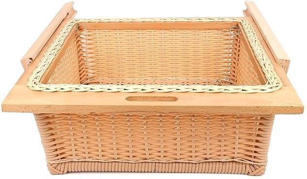 klivon Wooden PVC Wicker Basket for Modular Kitchen | Veg & Fruits Organizer (16.3x20x6") Storage Basket-picture-10