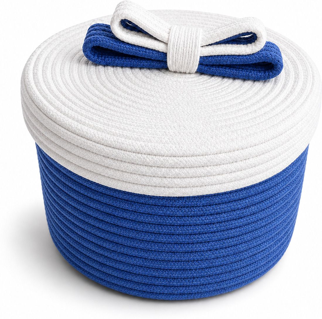 Cotton Blue and White Gift Bassket Storage Basket-image-44