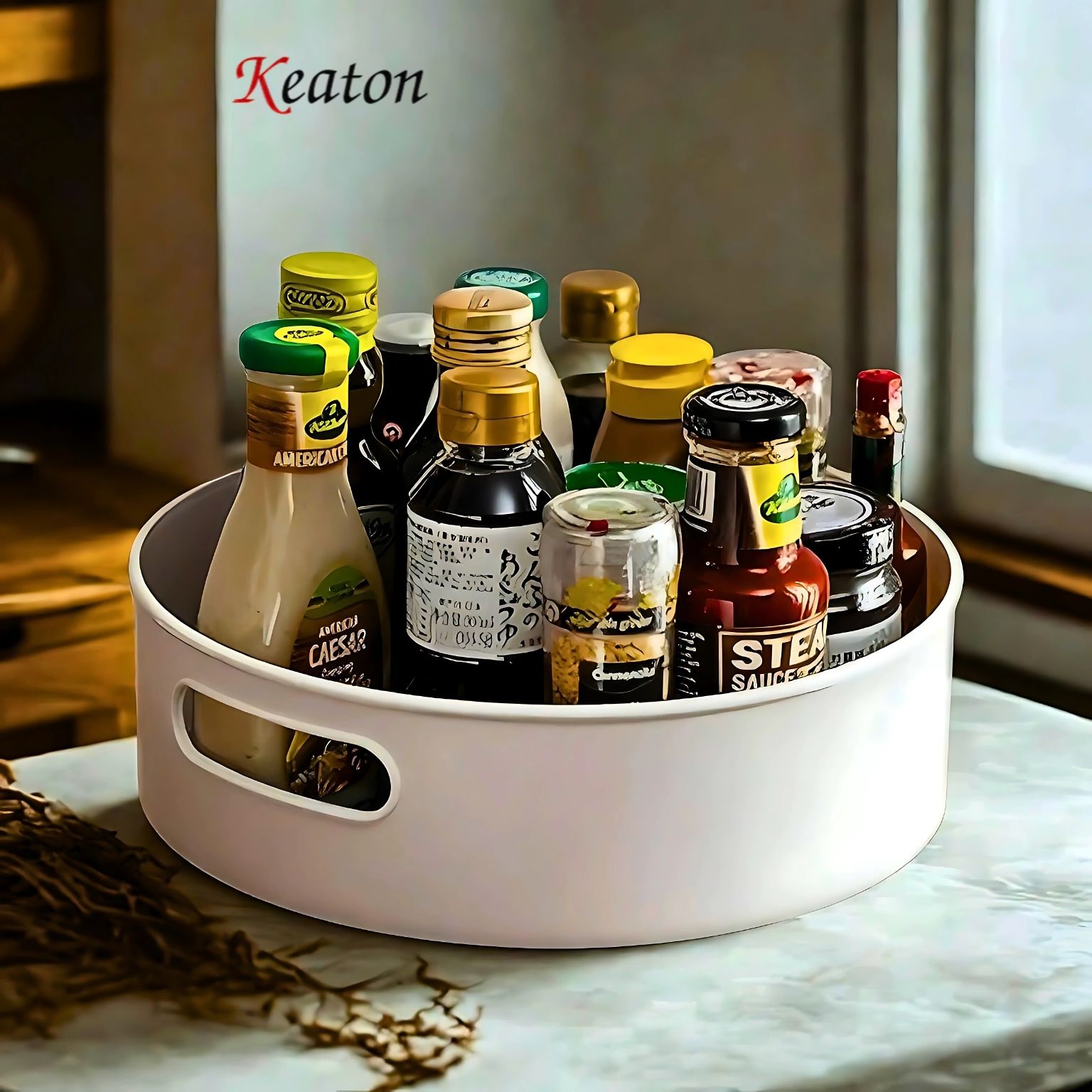 Plastic 360° Rotating Kitchen Spice Cosmetic Holder Organizer Rack Tray Storage Basket-image-39