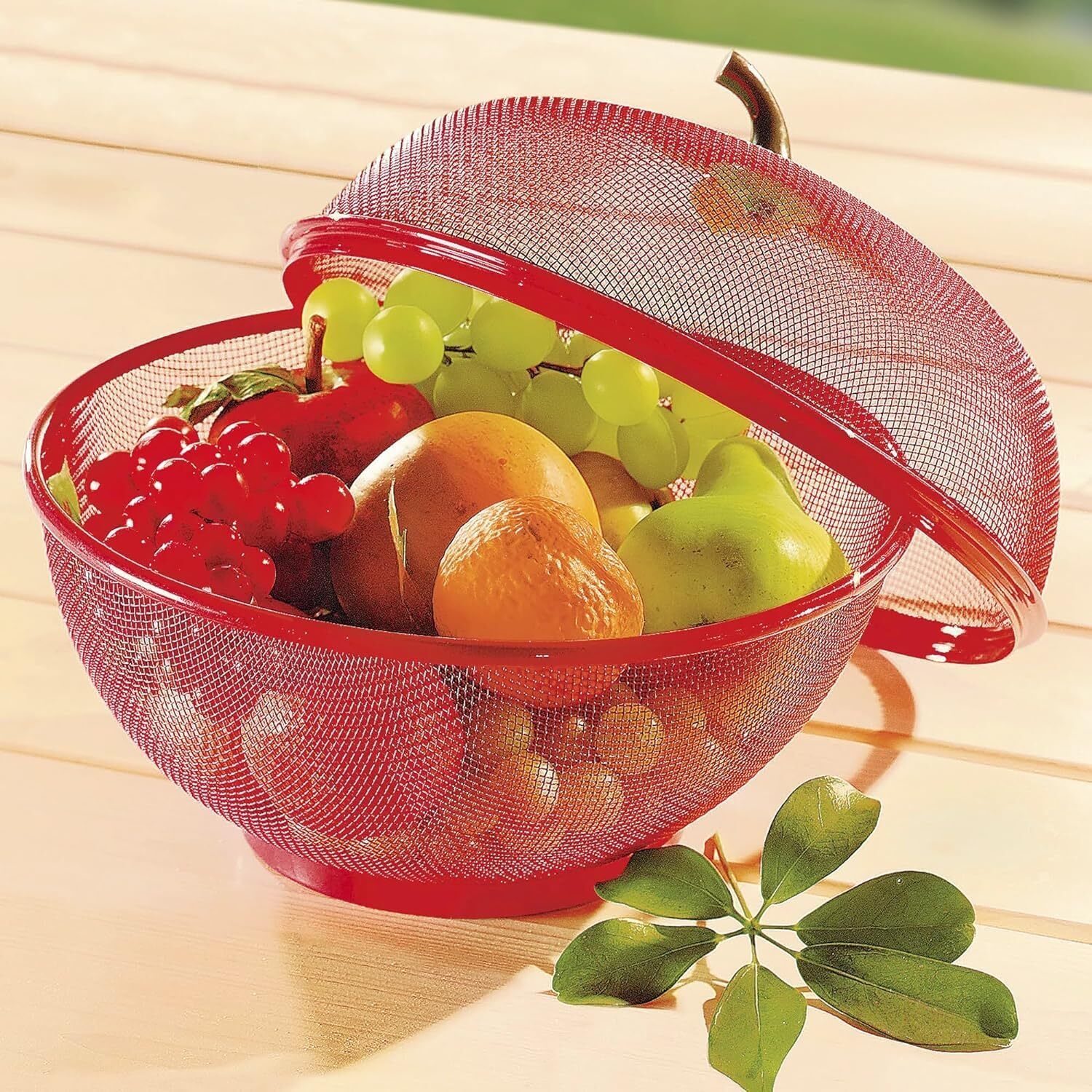 Apple Shape Fruit & Vegetable Basket With Protective Lid Stainless Steel Steel Stainless Steel Fruit & Vegetable Basket