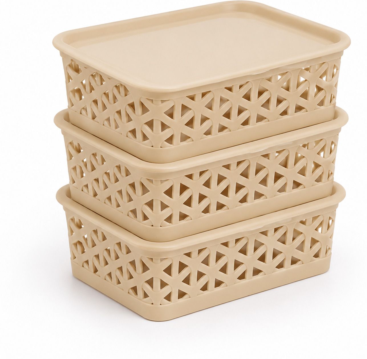 pearlpet Plastic Everyday Mini Basket with Lid, Multi-Purpose Plastic Storage Baskets Storage Basket-picture-38