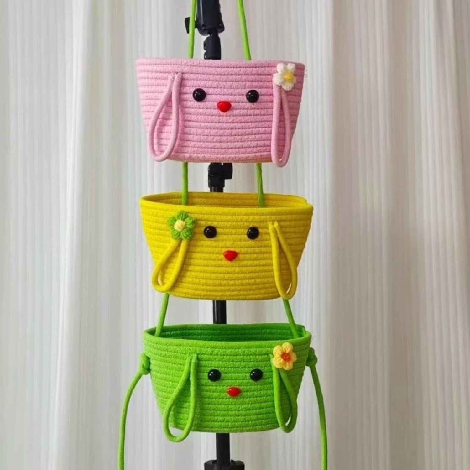 Cotton Adorable Face Hanging Storage Basket for Home Storage and Decor(Size 7*3*5inch) Storage Basket-image-29