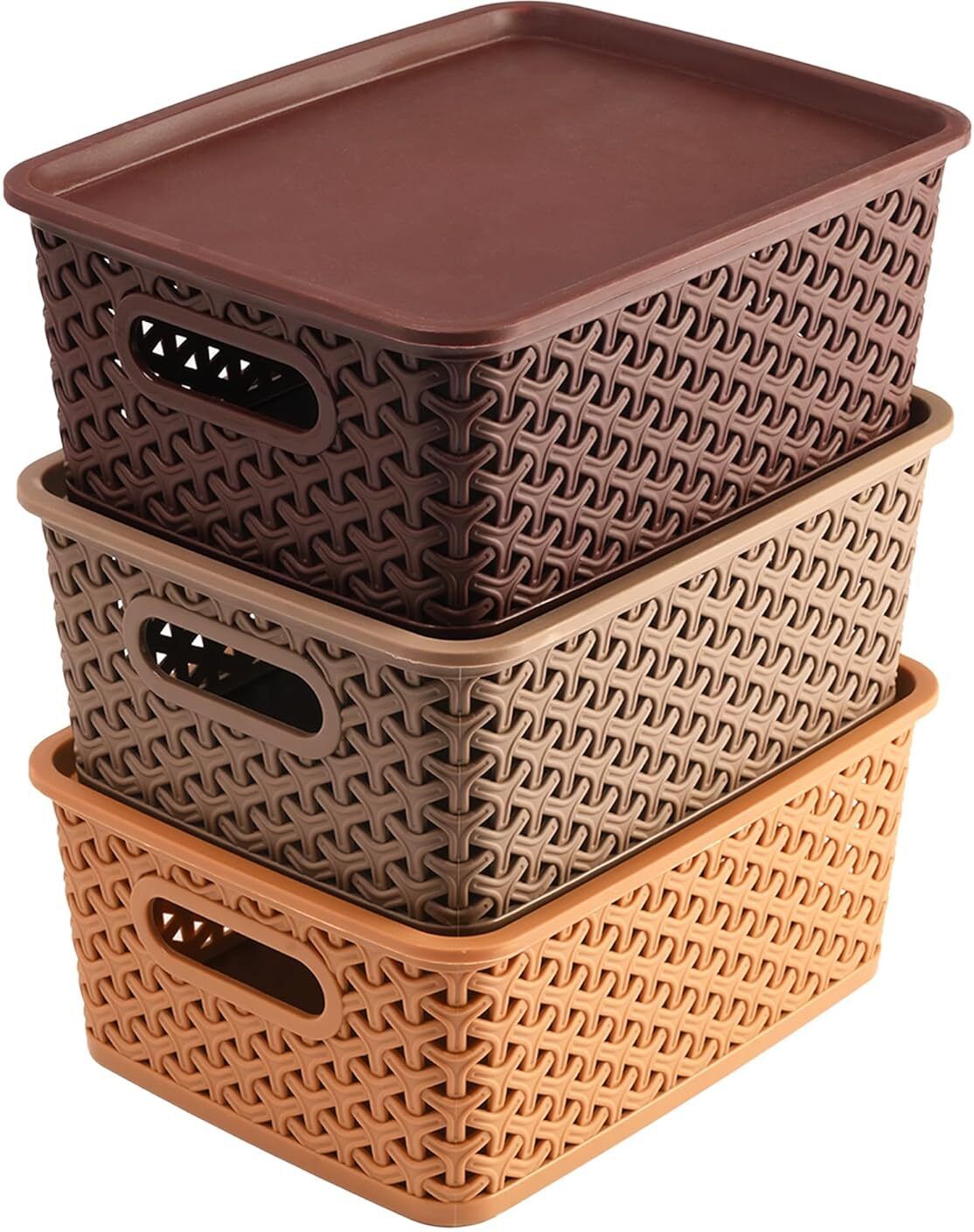 Plastic Plastic 3 Pieces Medium Size Multipurpose Solitaire Storage Basket (Pack of 3) Storage Basket-image-25