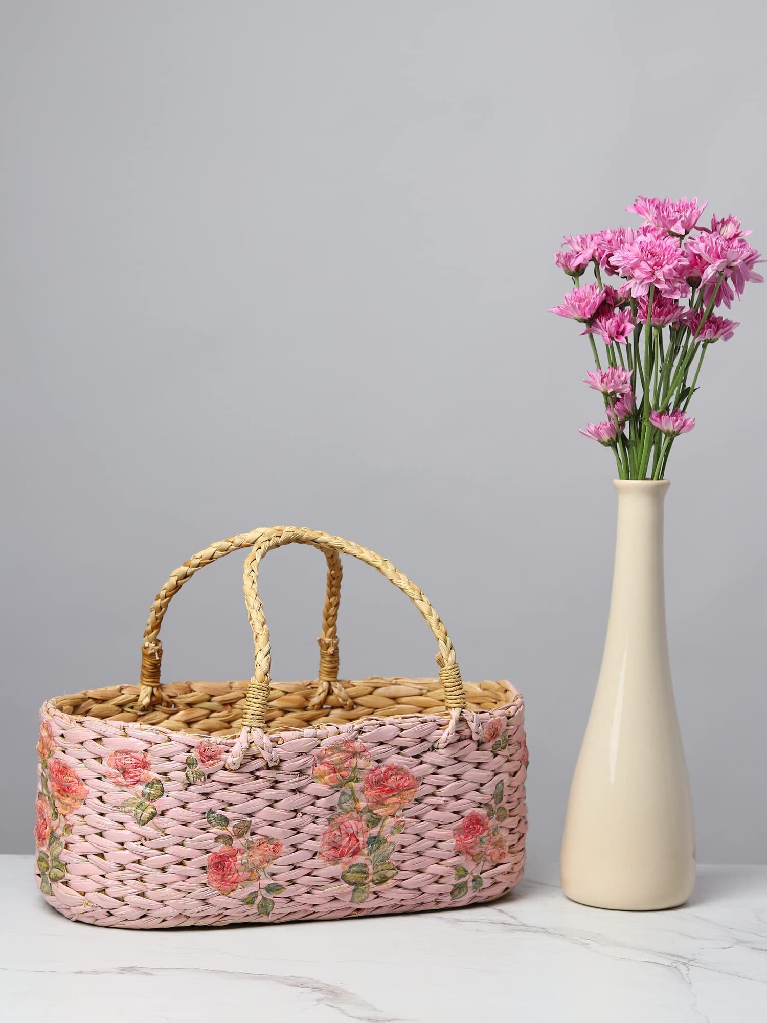 habereindia Seagrass Decorative Seagrass Gift Hamper Basket for Stylish Storage and Tabletop Display Storage Basket-picture-30