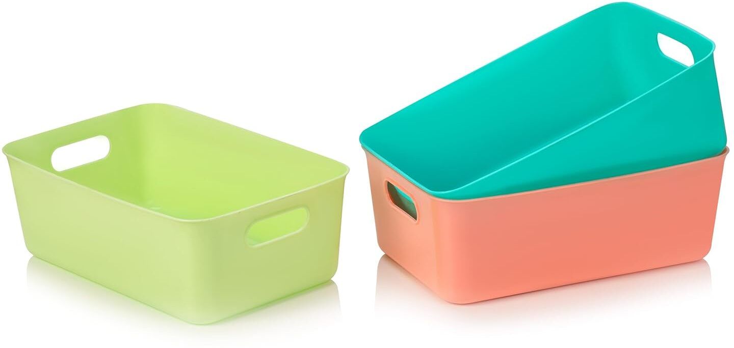 Plastic Fruits Vegetables, Toys, Stationary items(25x16.5x9 cm) Storage Basket