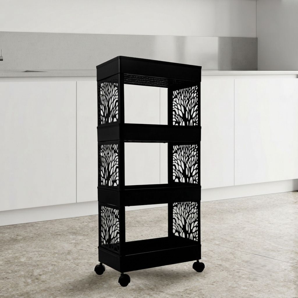 maxtid Plastic Multilayer Vertical trolley Storage Unit with Spacious Compartments Storage Basket-picture-21