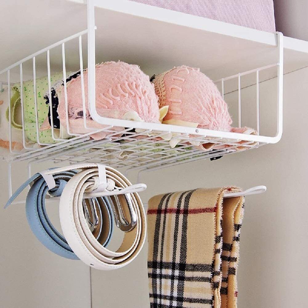 franklite Steel Under Shelf Organizer Basket & Kitchen Steel Wall Shelf Containers Kitchen Rack Storage Basket-picture-6