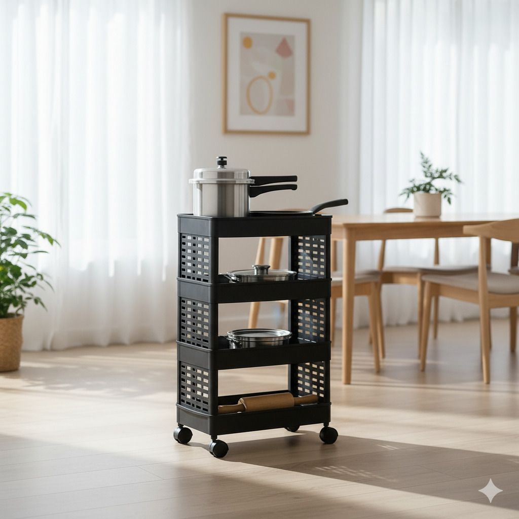 Plastic Modular drawer storage organizer with wheels For Kitchen Cabinet Storage Basket-image-1