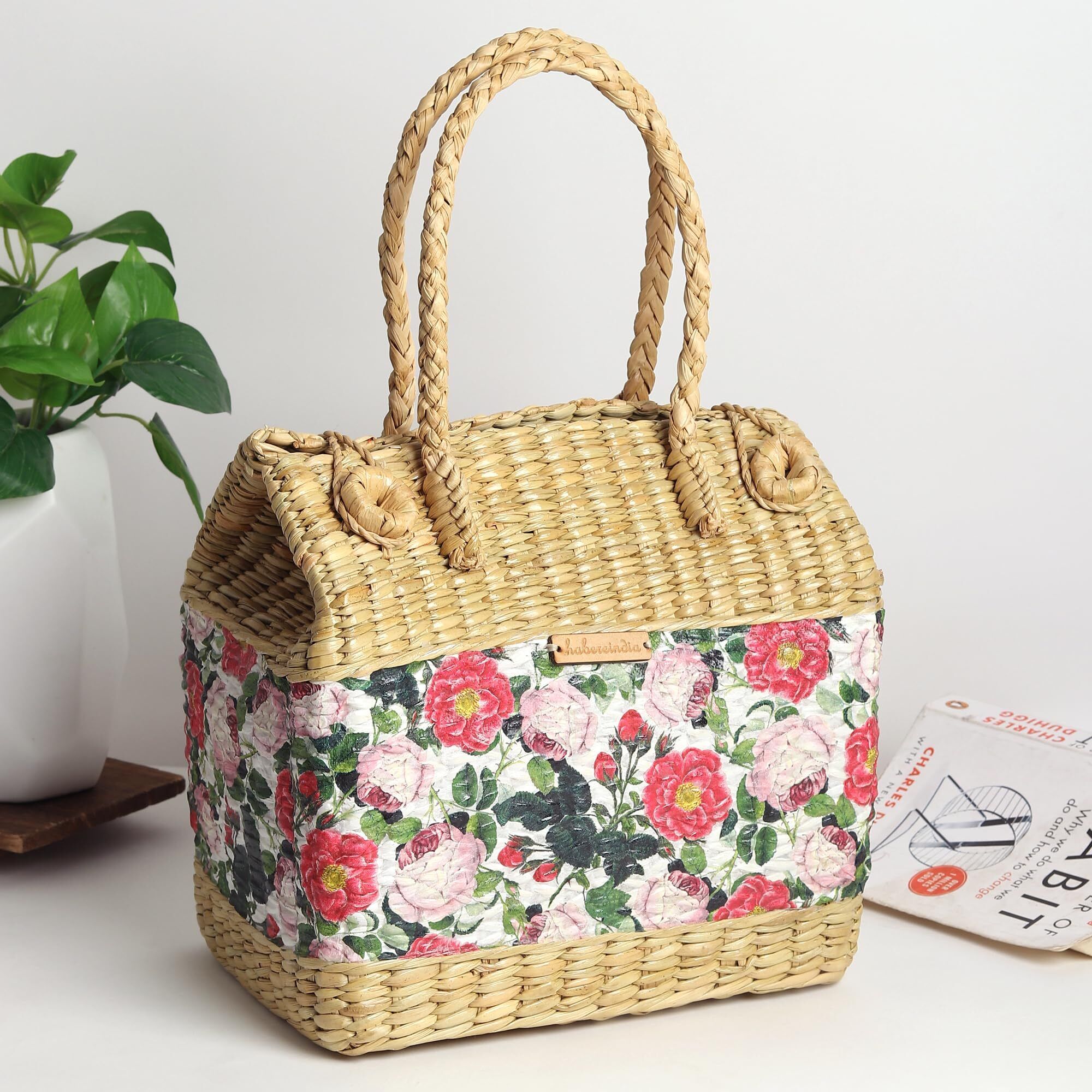 habereindia Seagrass Seagrass Tiffin & Picnic Basket Handmade for Meals, Travel & Storage Storage Basket-picture-37