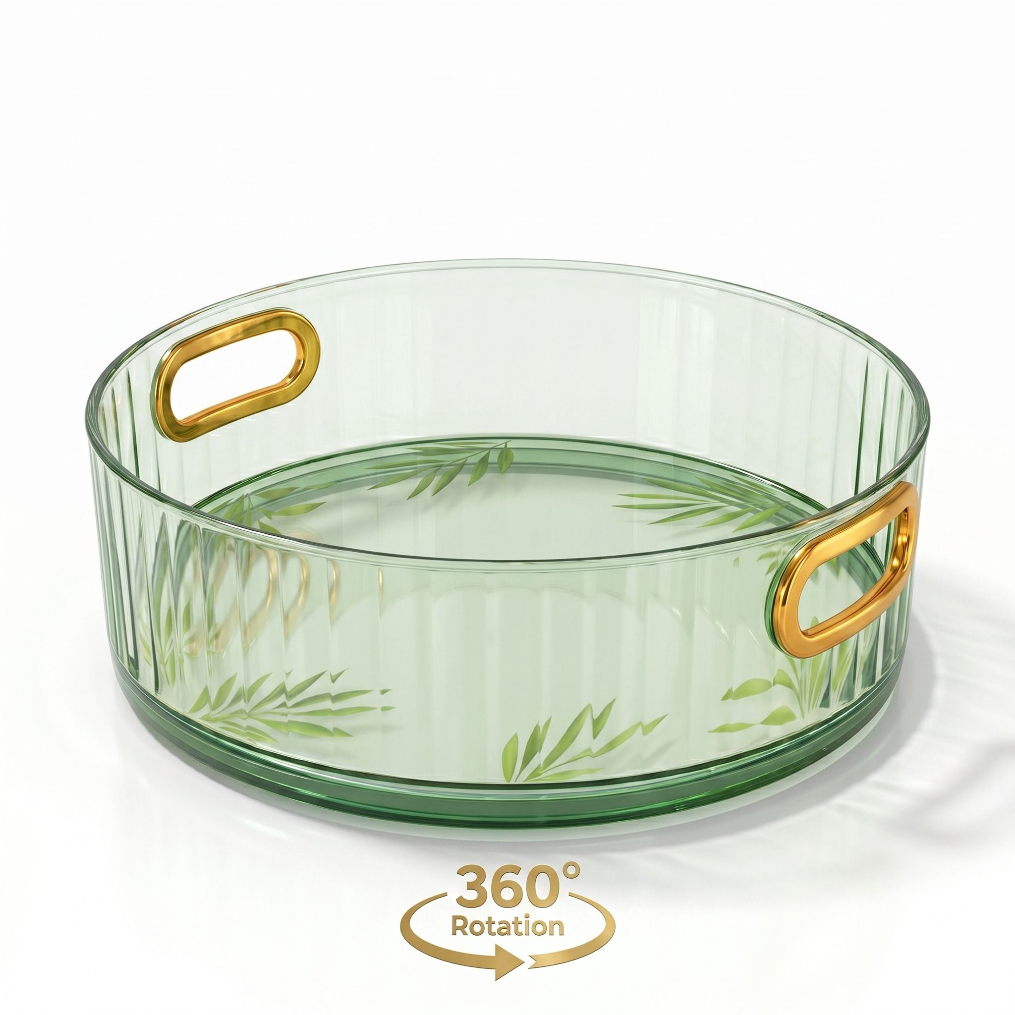 Plastic 360 Rotating Makeup Organizer, Green Acrylic Lazy Susan Cosmetic Tray Storage Basket-image-3