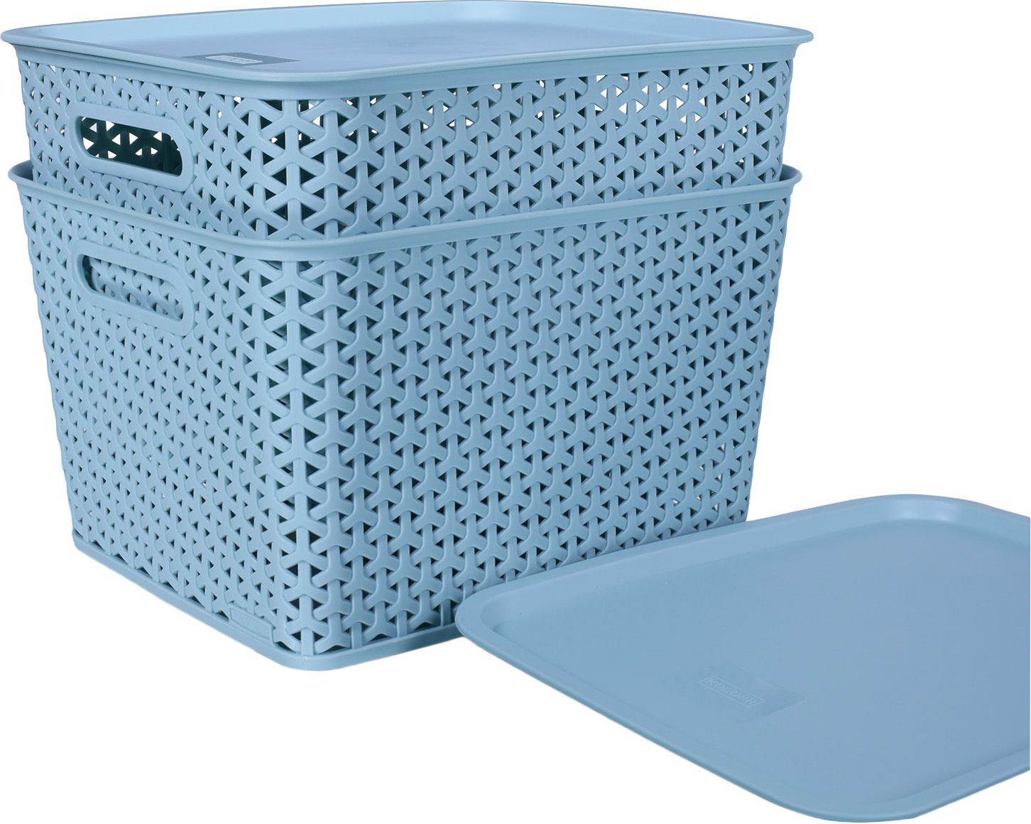 Plastic Premium Elite Baskets Large with 2 Lids - Mint Green Storage Basket-image-32