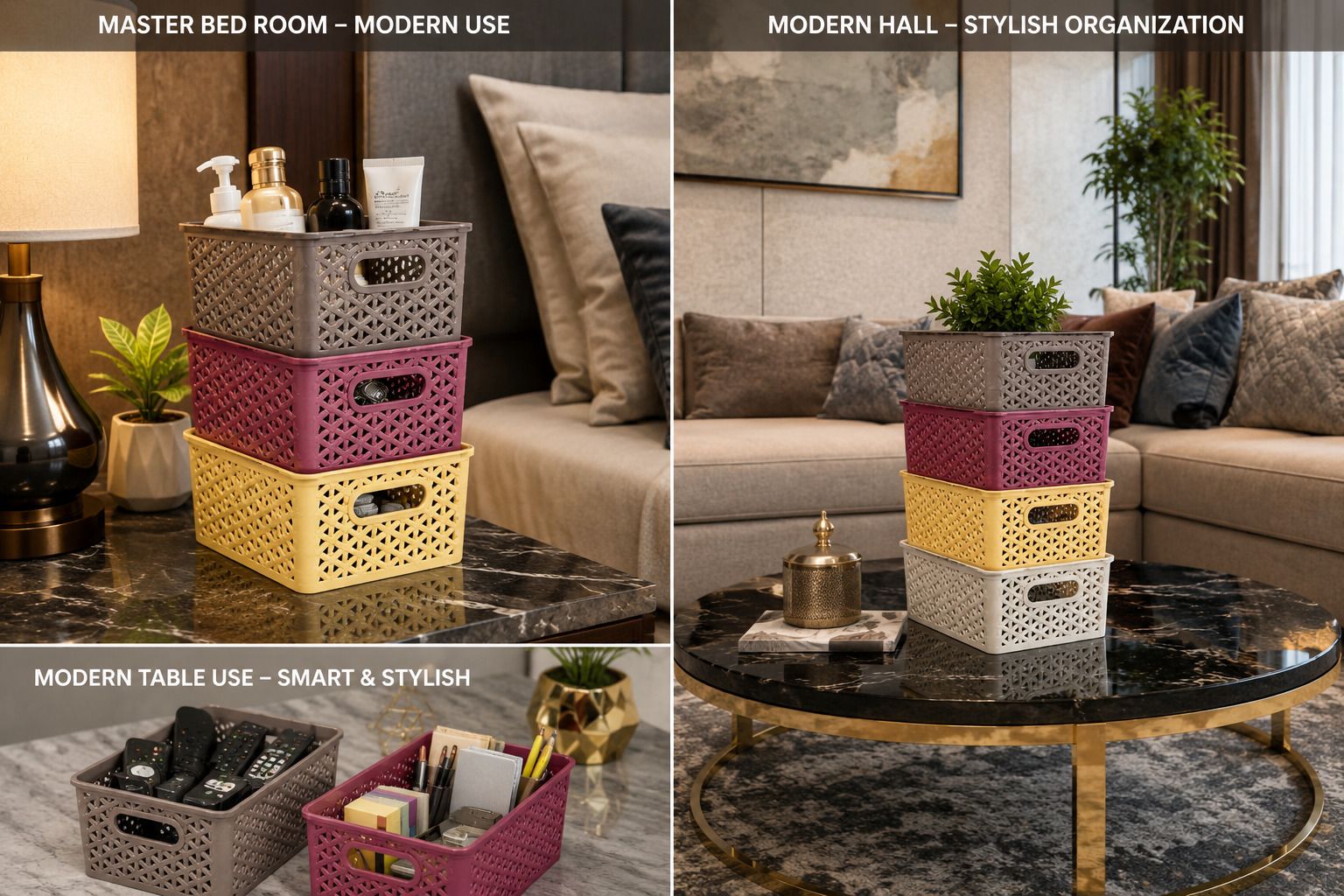 strepto Plastic MODEN BASKET WITH LID FOR HOME,OFFICE ETC USE Storage Basket-picture-12