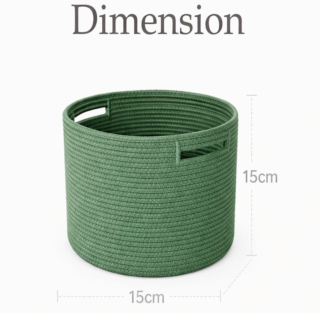 adhigams Cotton SMALL GREEN BASKET Storage Basket-picture-15