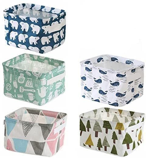 Cotton Canvas Containers with Handle for Organizing and Storing Crafts Storage Basket-image-20