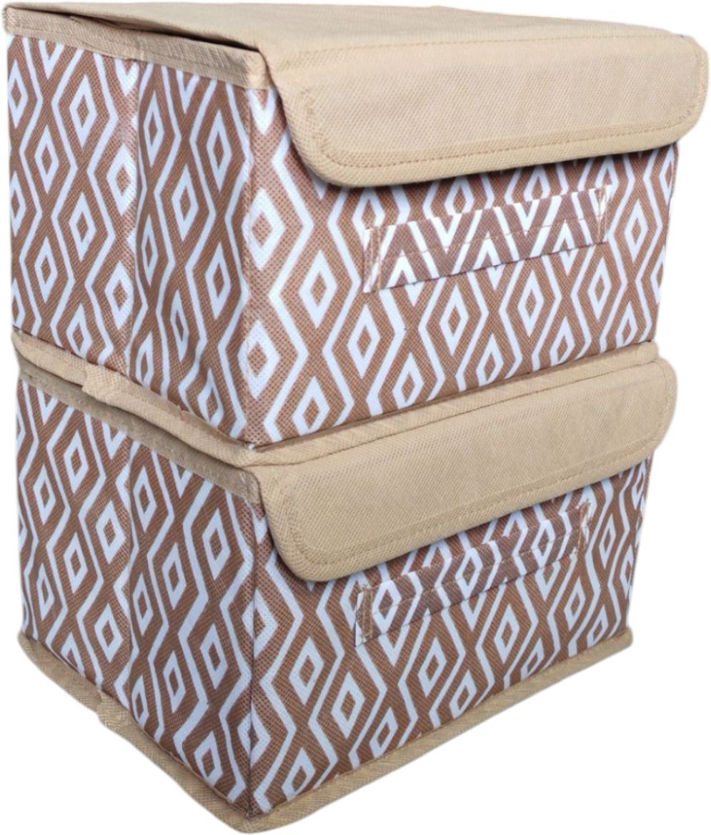 Nylon Beige Non-Woven Storage Box Wardrobe Closet Organizer Foldable Stackable Basket Storage Basket-image-34