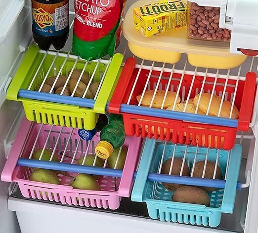 abc Plastic "Adjustable Fridge Tray Set of 4 – Kitchen Refrigerator Organizer" Storage Basket-picture-35