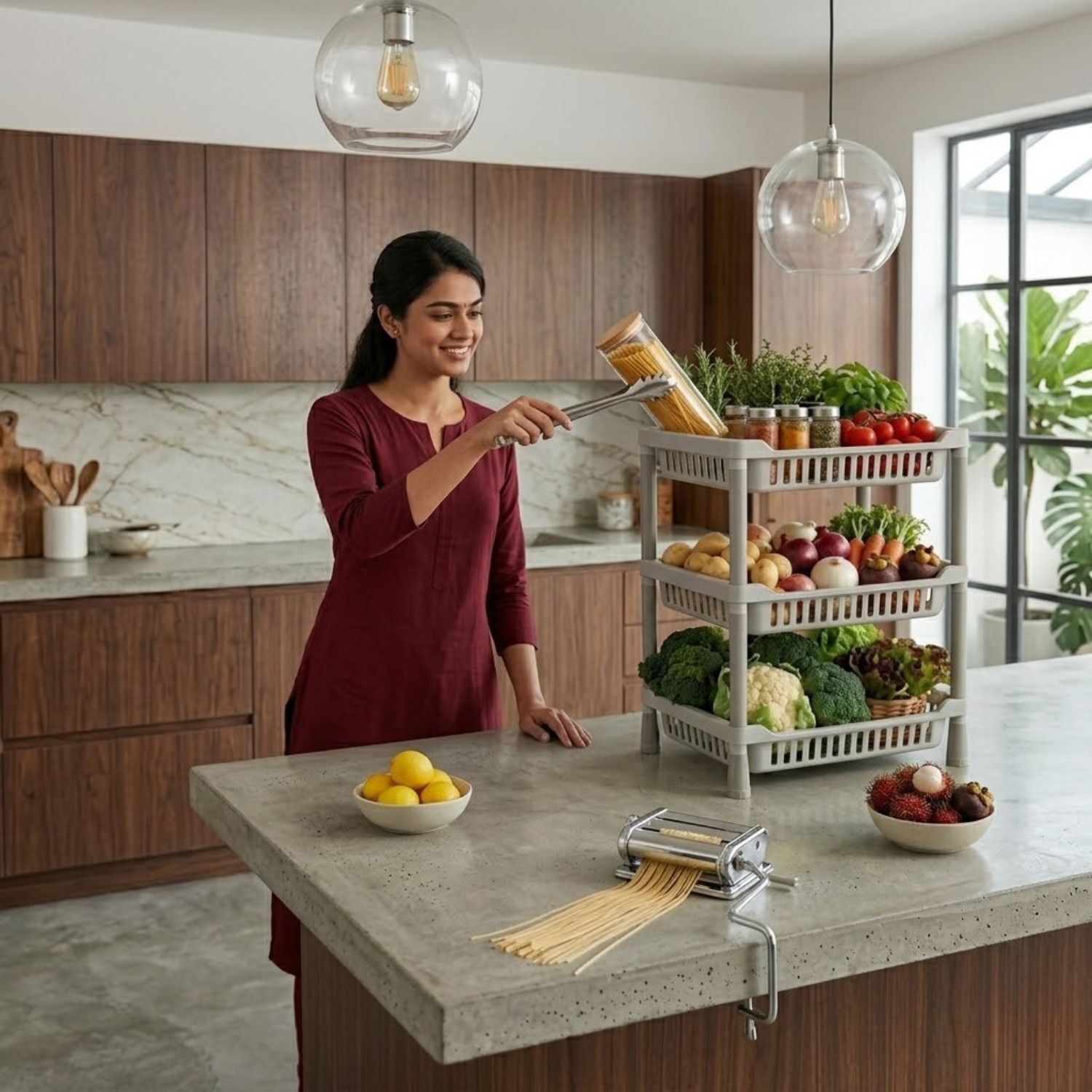 homixo Plastic Racks for Storage 3 Tier Kitchen Organizer Basket Shelf Stand Plastic Kitchen Trolley-picture-33