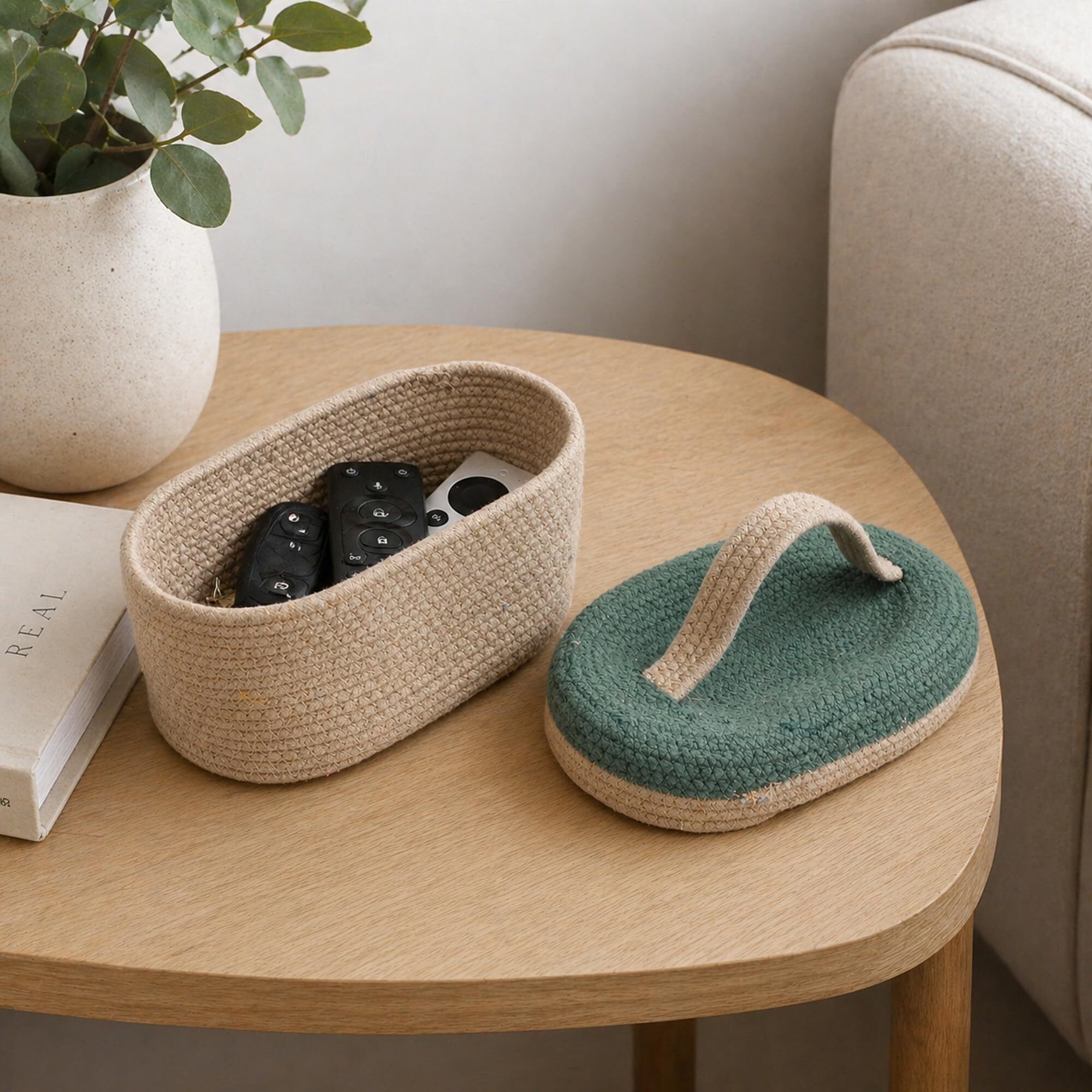 habereindia Jute Handwoven Jute Basket with Lid for Desk Organization & Festive Gifting Storage Basket-picture-32
