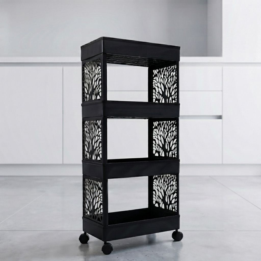 surety for safety Plastic Kitchen Utility Storage Trolley with Multi Compartments Storage Basket-picture-13