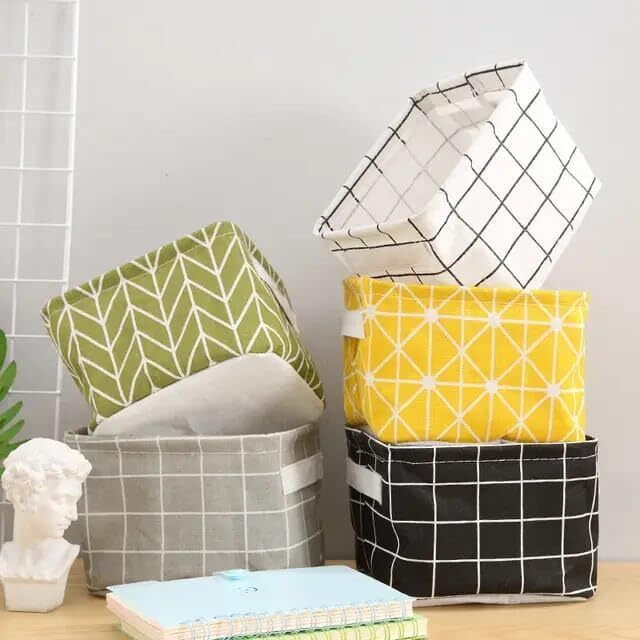 jiyanecommerce Cotton Foldable Cloth Storage Box 5pcs Storage Basket-picture-16