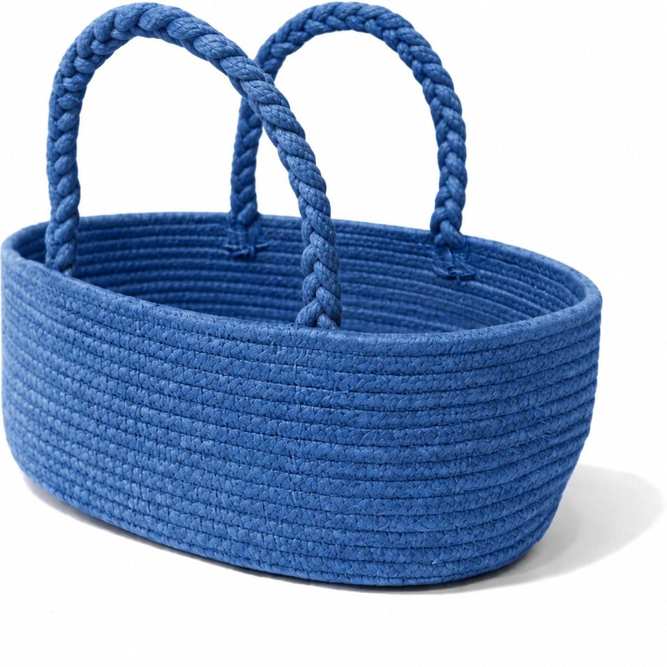 Cotton Blue Oval Choti Basket Storage Basket-image-1
