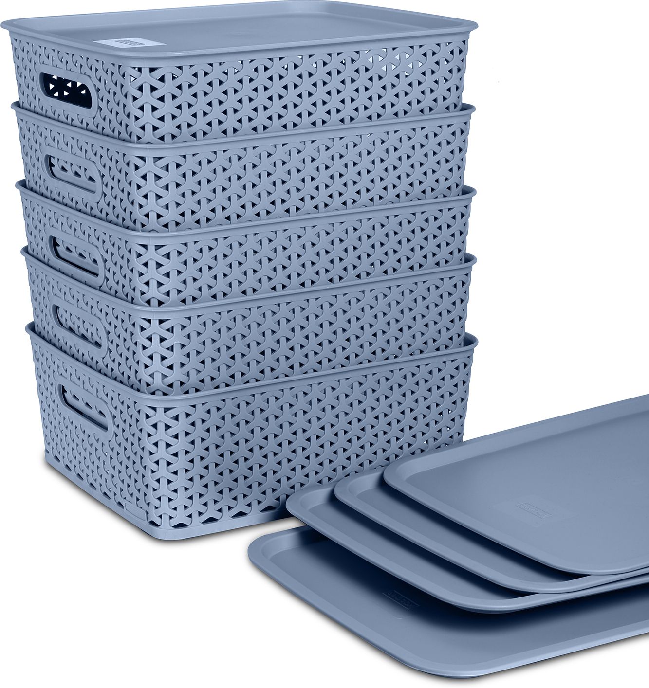 kolorr Plastic Premium Elite Baskets Medium with 5 Lids - Daiso Grey Storage Basket-picture-26