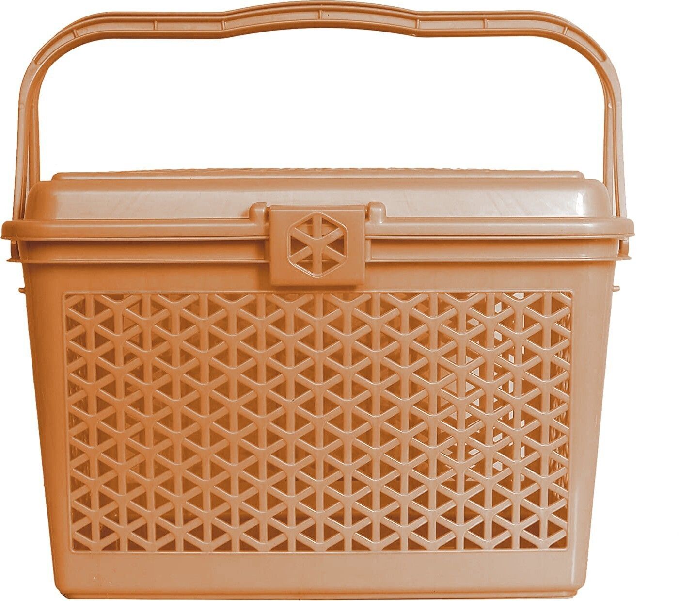 Plastic Plastic Trendy Shopping Storage Basket with Handles - Small Bin for Shower, Closet, Kitchen, Garden, Bathroom, Toys (Light Brown)-HS_38_KUBMART21152 Storage Basket-image-3