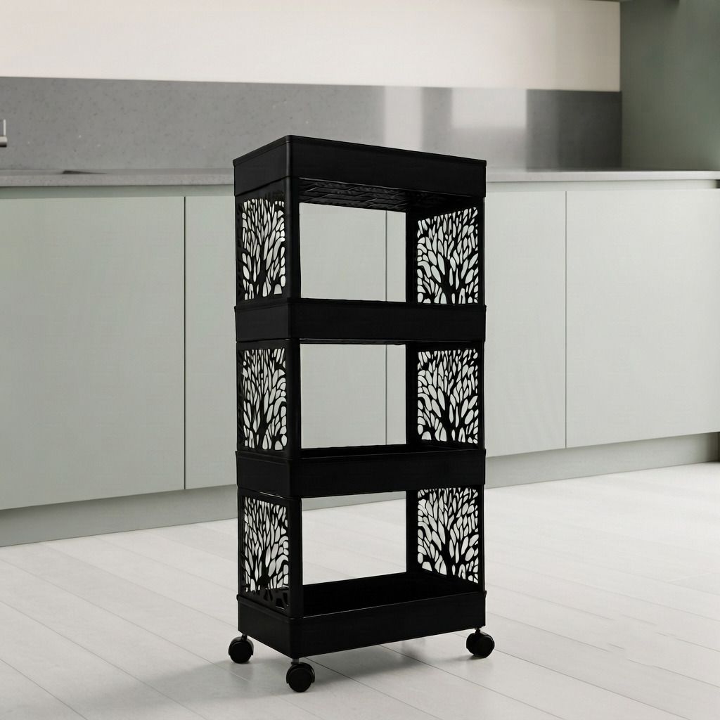 suptikes Plastic Multi Purpose Fruit basket With Wheels, Space Saving Plastic Kitchen Trolley Storage Basket-picture-42