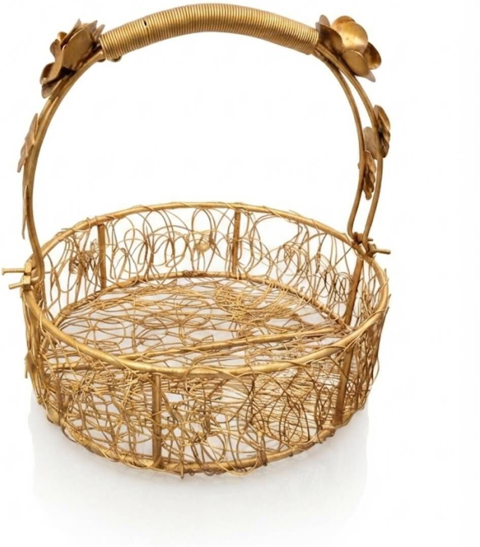 Iron WIRE MESH METAL HAMPER ROUND BASKET Storage Basket-image-12