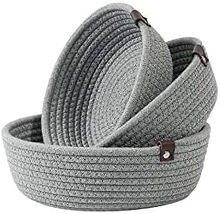 Jute Jute Rope Storage Basket Multipurpose Shelf Organizer for Home Storage (Grey) Storage Basket-image-39