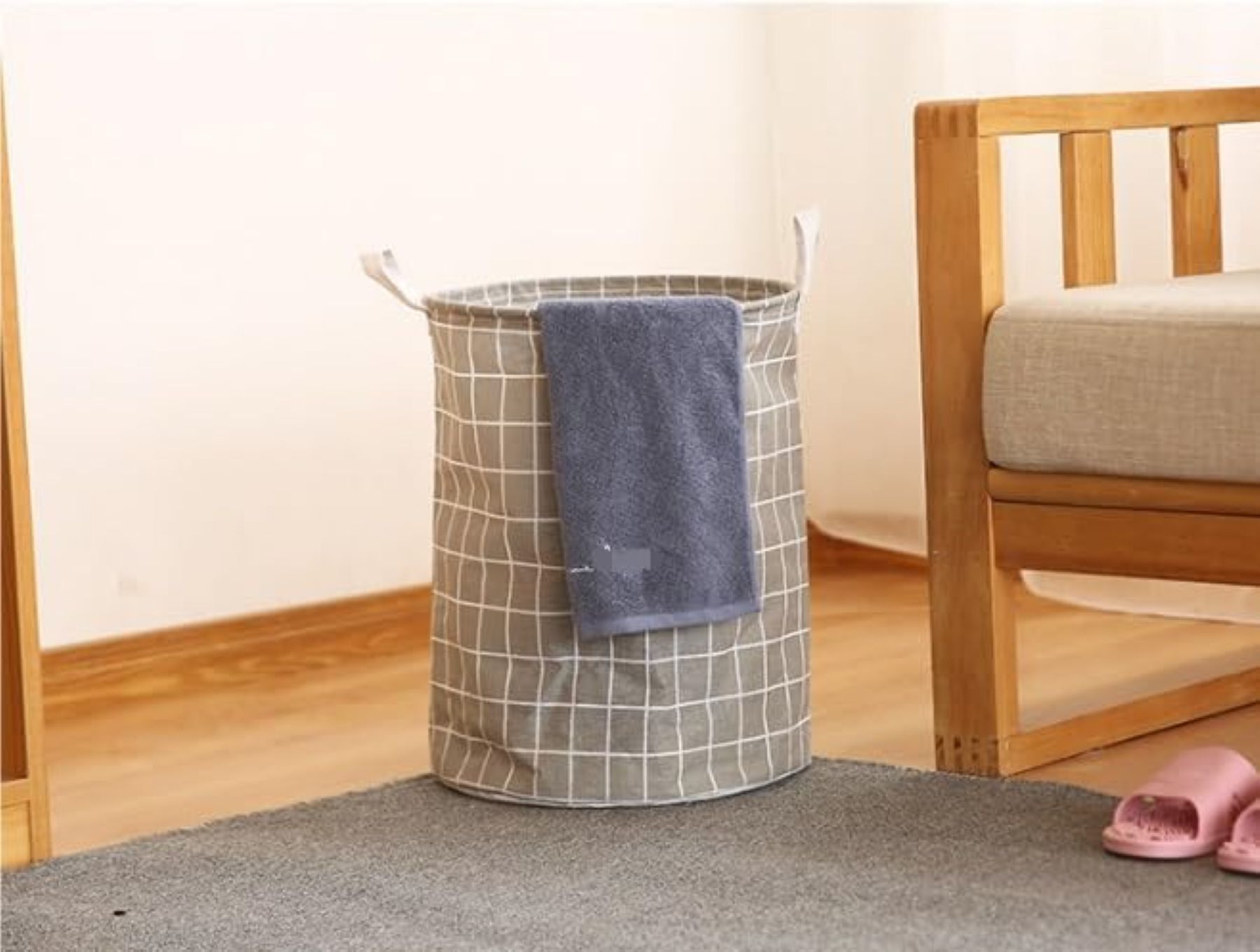 inditradition Cotton 45 Liter Foldable Woven Laundry Basket Hamper | Freestanding Laundry Bag Storage Basket-picture-20