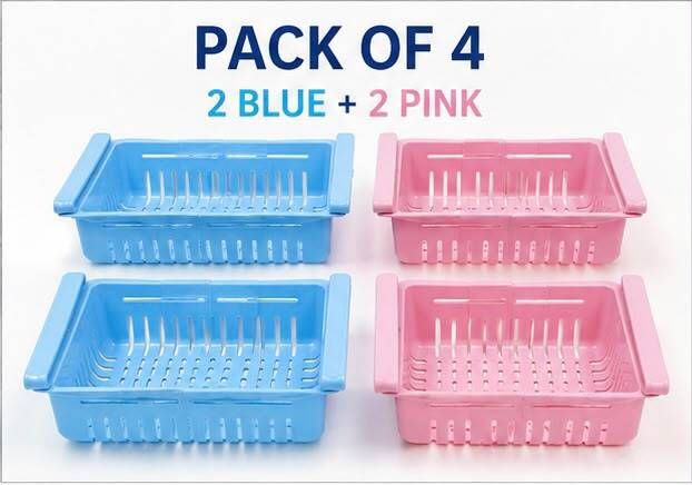budget aroma Plastic Expandable Fridge Storage Basket Organizer Rack Pack of 4 Storage Basket-picture-23