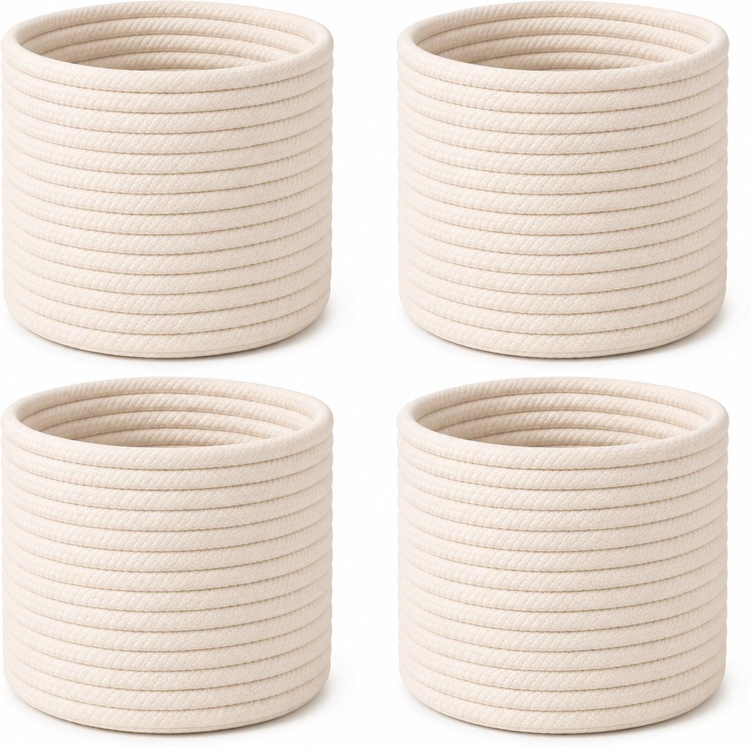 adhigams Cotton Cotton Storage Basket | 15x15 cm Storage Basket-picture-24