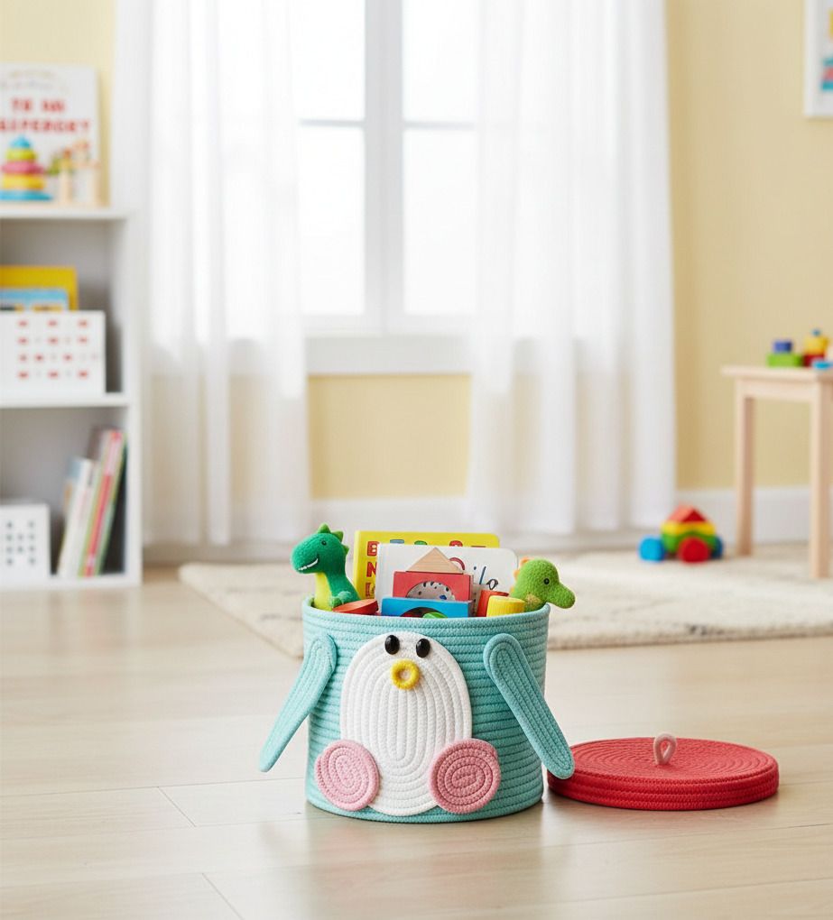 Cotton Storage Basket for kids, clothes versatile woven basket storage Storage Basket-image-1