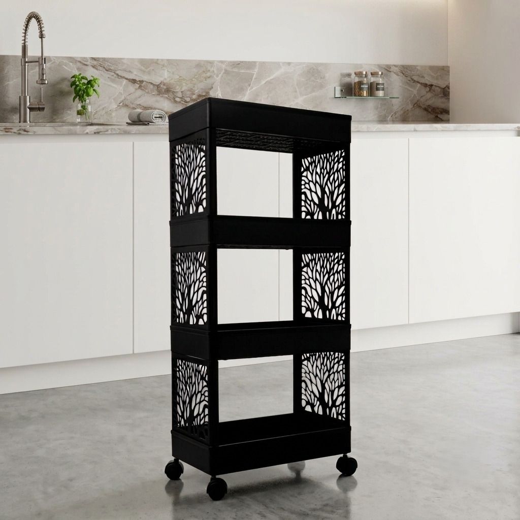 maxtid Plastic Multilayer Vertical Storage trolley Built for Small and Large Rooms Storage Basket-picture-18