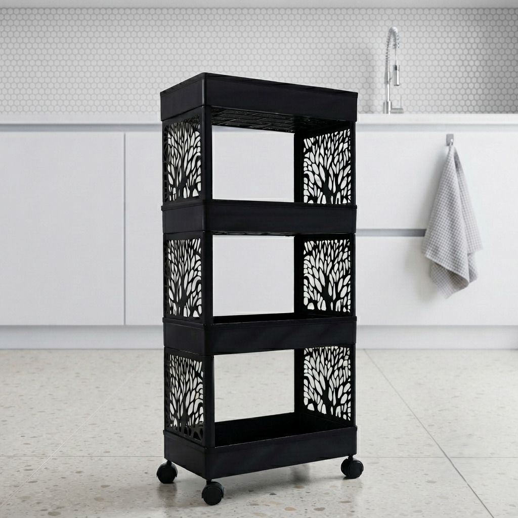 maxtid Plastic Multilayer Design Storage trolley for Clutter Free Rooms Storage Basket-picture-12